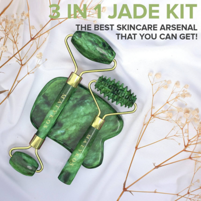 Jade Gua Sha Roller Kit